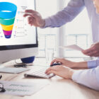 Marketing funnel and data analytics used by a team of sales cons